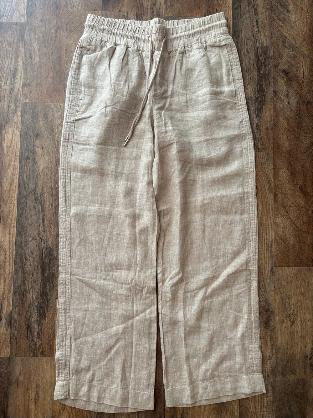 Quince Khaki flax color linen summer pants size large